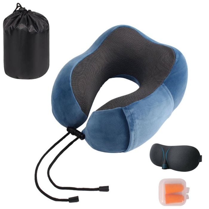 Catzon Travel Neck Pillow Premium Memory Foam-Peacock Blue
