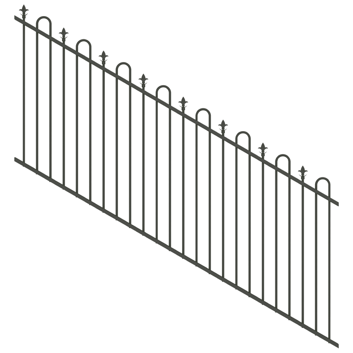 ProtectorAl 1201-2400W x 1200H Woodland Grey Loop & Spear Top Pool Fence Panel Raked 16-30º