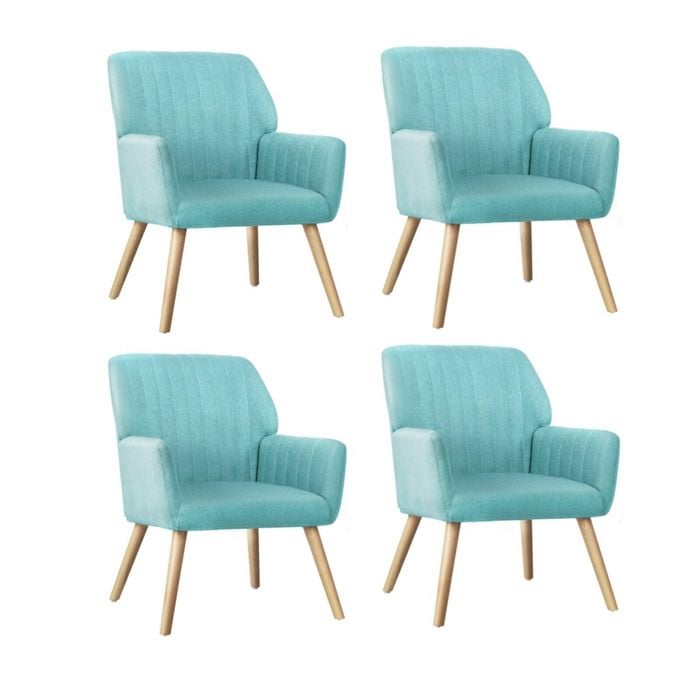 Oikiture 4x Armchair Blue Fabric