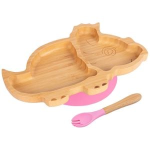 Bamboo Dinosaur Baby Weaning Plate & Fork Set