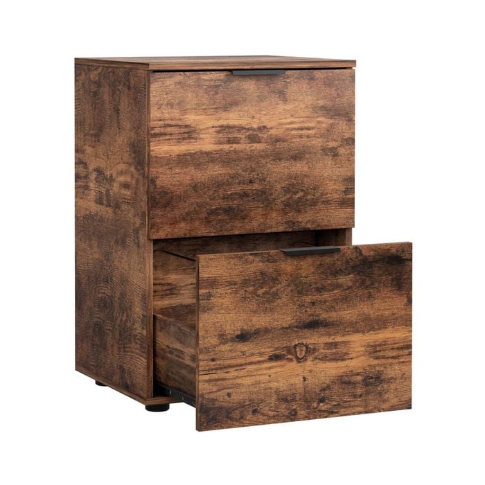 Artiss Filing Cabinet Rustic Brown 2 Drawer