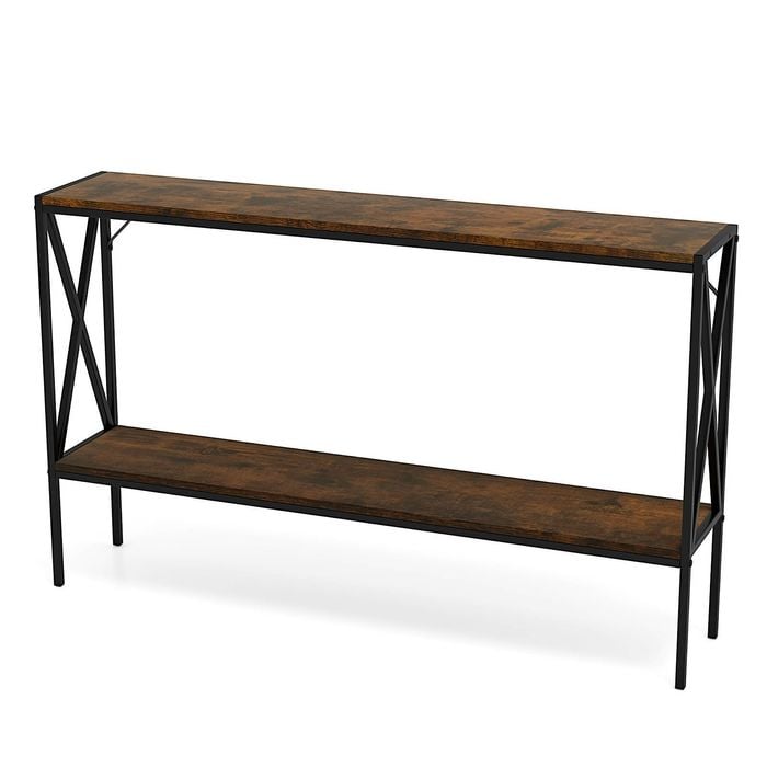 Costway Metal Console Table 2-tier Sofa Side Stand