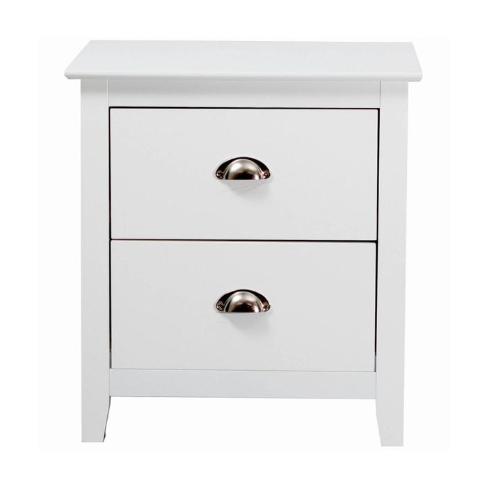 Costway 2 Drawers Bedside Table White
