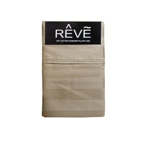 Bloomington Pair of Reve 100% Cotton Standard Pillowcases 48 x 74 cm Vertical Stripe Latte