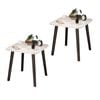 Soga 2x 40cm White Ceramic Table Stone Pattern Black Metal Legs Compact Design