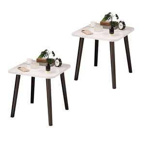 Soga 2x 40cm White Ceramic Table Stone Pattern Black Metal Legs Compact Design