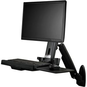 Startech.com Wall Mount Workstation, Full Motion Standing Desk, Ergonomic Height Adjustable Monitor & Keyboard Tray Arm