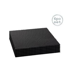 Argon Tableware Square Slate Placemats - Boards/Platters Padded Feet - 33cm - Grey - Pack of 6