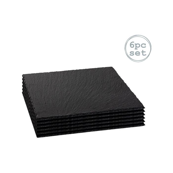 Argon Tableware Square Slate Placemats - Boards/Platters Padded Feet - 33cm - Grey - Pack of 6