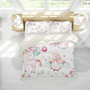 3D Watercolor Unicorn Rainbow Quilt Cover Set Bedding Set Pillowcases 25
