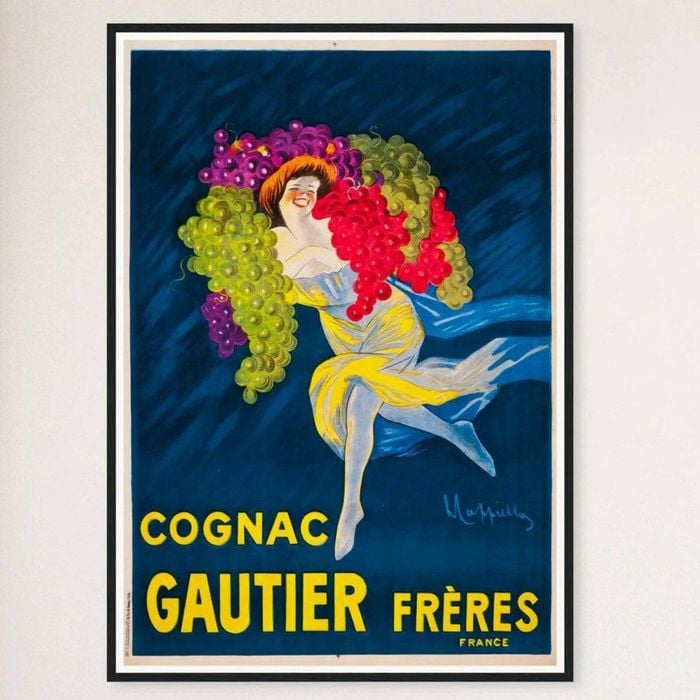 Galrie Vintage French Cognac Gautier Advertising Poster-Timeless Elegance for Your Home, Black Frame, A2 42 x 60cm (16 x 24inch)