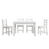 White Wooden Table Set Chairs 5 Piece Pine Wood