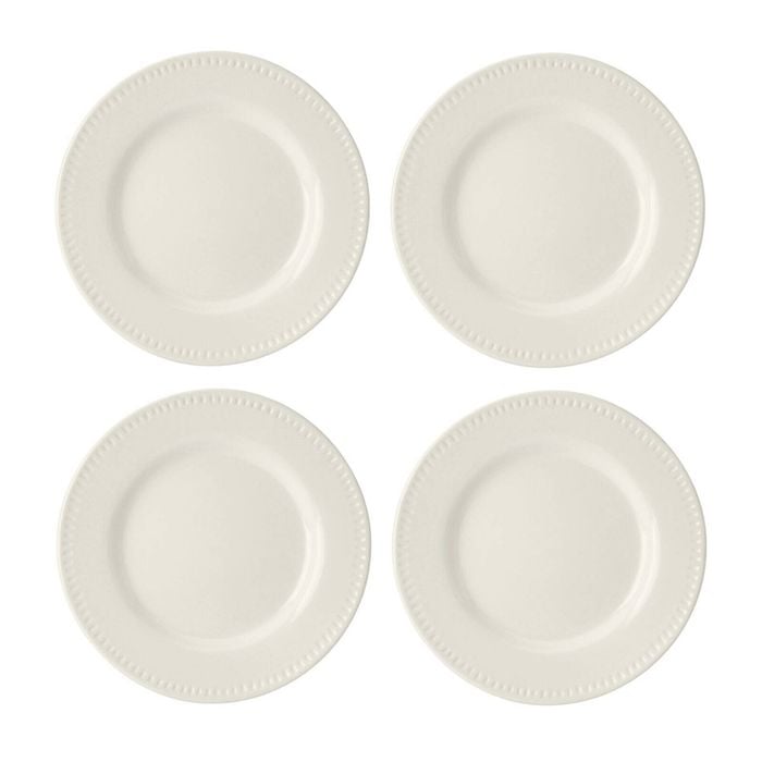 4pc Mikasa Cranborne Stoneware Side Plate Set, 21cm - Cream