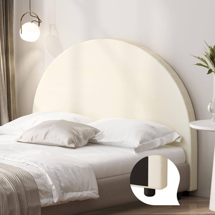 Oikiture Bed Head King Single Size Headboard Bedhead Fabric Beige ...