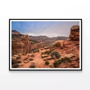 Rocks and Bushes with Mountains  Print 100% Australian Made 120x90cm  (Poster)