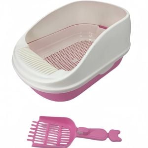 Yes4pets Large Portable Cat Toilet Litter Box Tray With Scoop And Grid Tray Pink