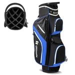 Costway Portable Golf Club Bag w/14 Full Length Dividers & Rain Hood Blue