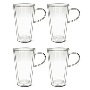 4pc Coffee Culture Amelia 250ml Double Wall Hot/Cold Beverage Glass Set Clear