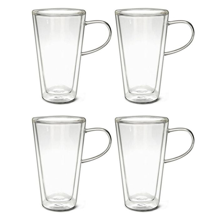 4pc Coffee Culture Amelia 250ml Double Wall Hot/Cold Beverage Glass Set Clear