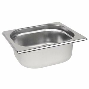 Vogue Stainless Steel 1/6 Gastronorm Tray 65mm 1l Commercial Kitchen Food Storage Pan
