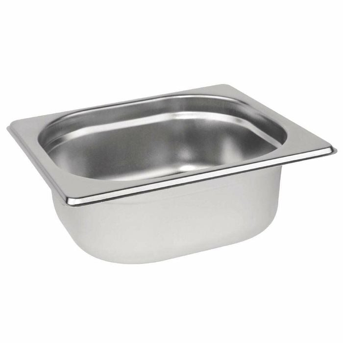 Vogue Stainless Steel 1/6 Gastronorm Tray 65mm 1l Commercial Kitchen Food Storage Pan