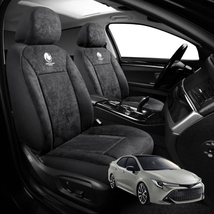 Australian Goose Edition Front Seat Covers for Toyota Corolla 2019 - Current (Sedan) - Suede, Universal Fit - Black
