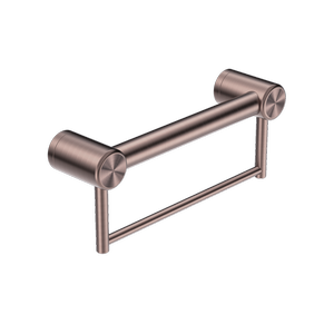 Nero 300mm Brushed Bronze Mecca Care 32mm Grab Rail with Towel Holder