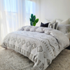 King Quilt Cover Set – 100% Cotton – Doona Cover Set (White\Brown Strripe)