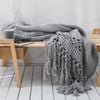 CottonMore Knitted Acrylic Blanket Bed Sofa Tassel Throw Rug Blanket 125x180cm - Smoke Grey