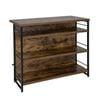 Costway 4-tier Bar Dining Table Kitchen Storage Shelves W/glass Holders & Wine Rack Brown