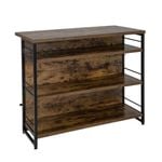 Costway 4-Tier Bar Dining Table Kitchen Storage Shelves w/Glass Holders&Wine Rack, Brown