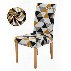 Anyseat Chair Cover Tricolor Geometric Design Elastic Slipcover Dining Decor