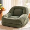 HOMFURN Green Corduroy Compressed Armchair, U-Shaped Wrap-Around Design, 150kg Capacity, No Assembly Needed