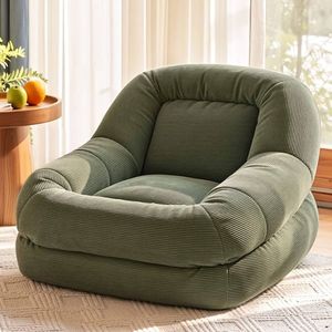 HOMFURN Green Corduroy Compressed Armchair, U-Shaped Wrap-Around Design, 150kg Capacity, No Assembly Needed