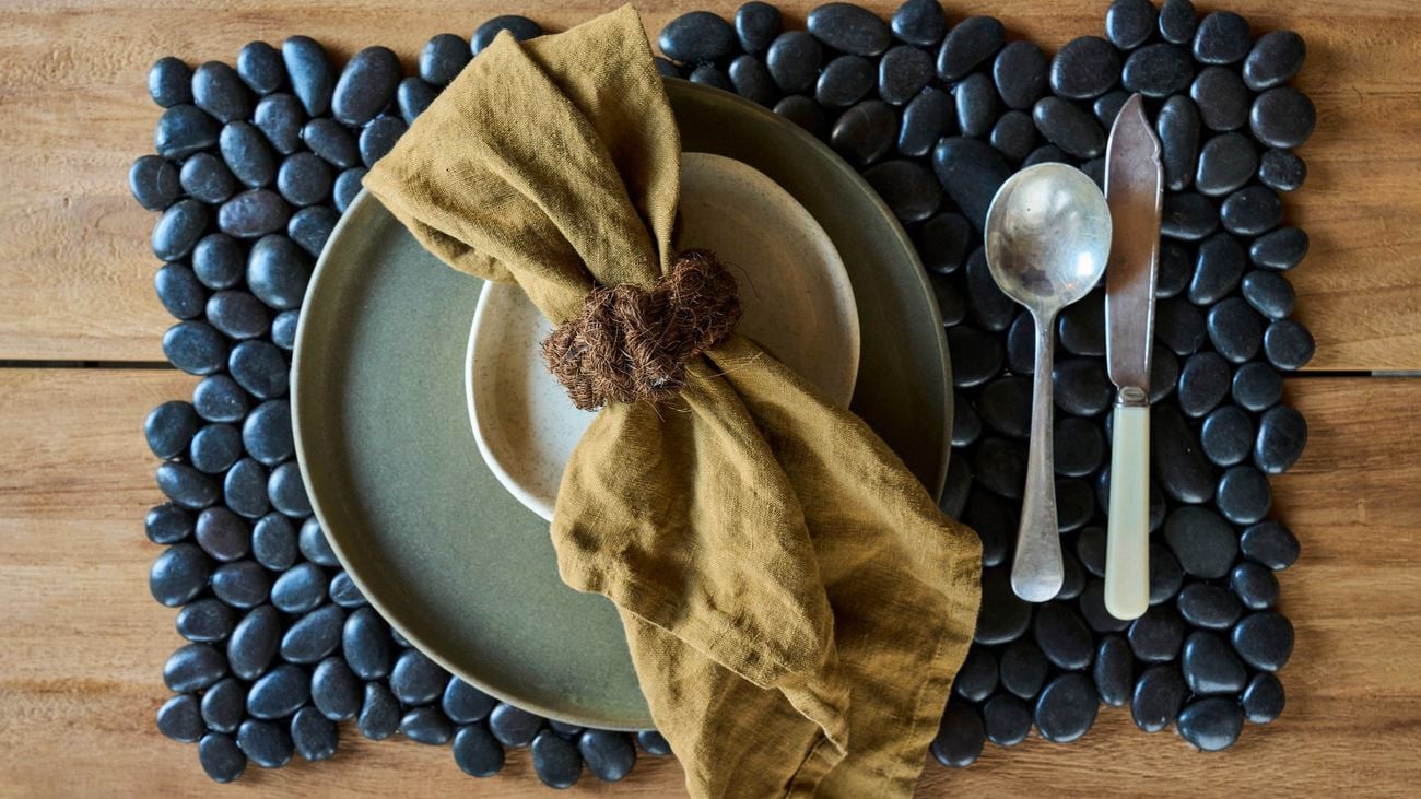 A dining table featuring DIY placemats