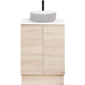 CIBO 600mm Coast Veneer Nordic Full Height Bathroom Vanity with Light Grey / White Countertop Basin