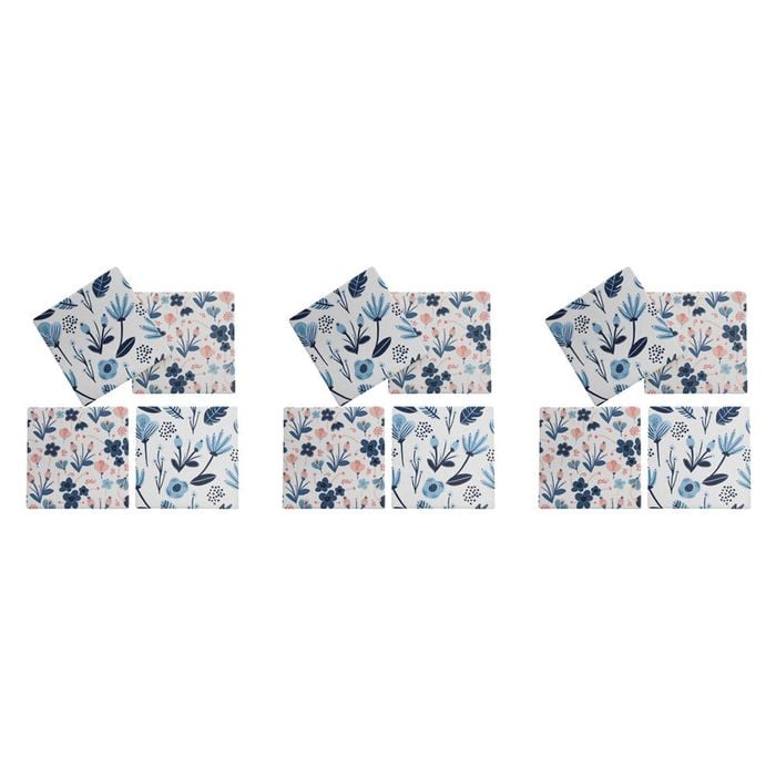 3x 4pc LVD Porcelain Coasters Cottage Blue Home/Kitchen Decor 10cm Square