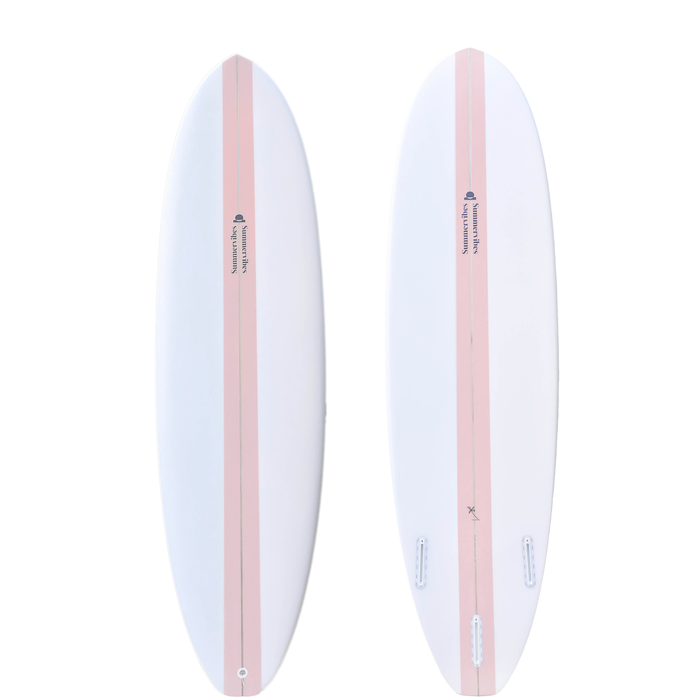 Summer vibes Mini Mal Funboard Surfboard - Pink - Pink, 7'6" x 21 1/2" x 2 13/16" 52.6L