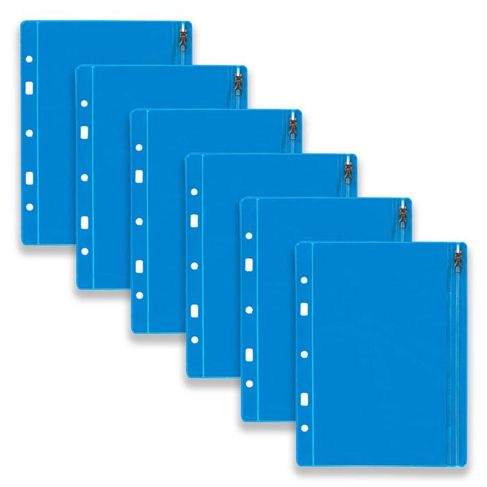 6pc Colourhide Bindermate A5 Pencil Case Insert Organiser For Binders Blue