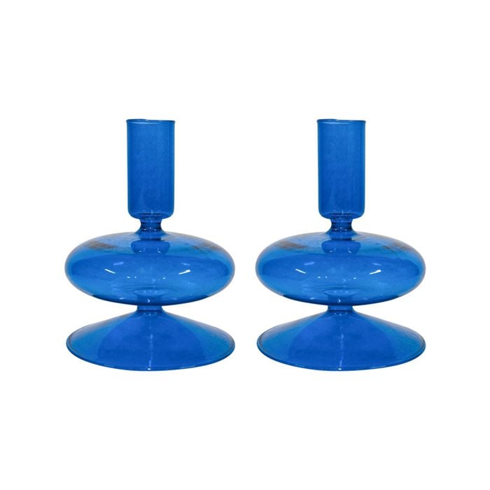 2PK Glass Gia 10.5cm Taper Stick Candle Holder - Azure