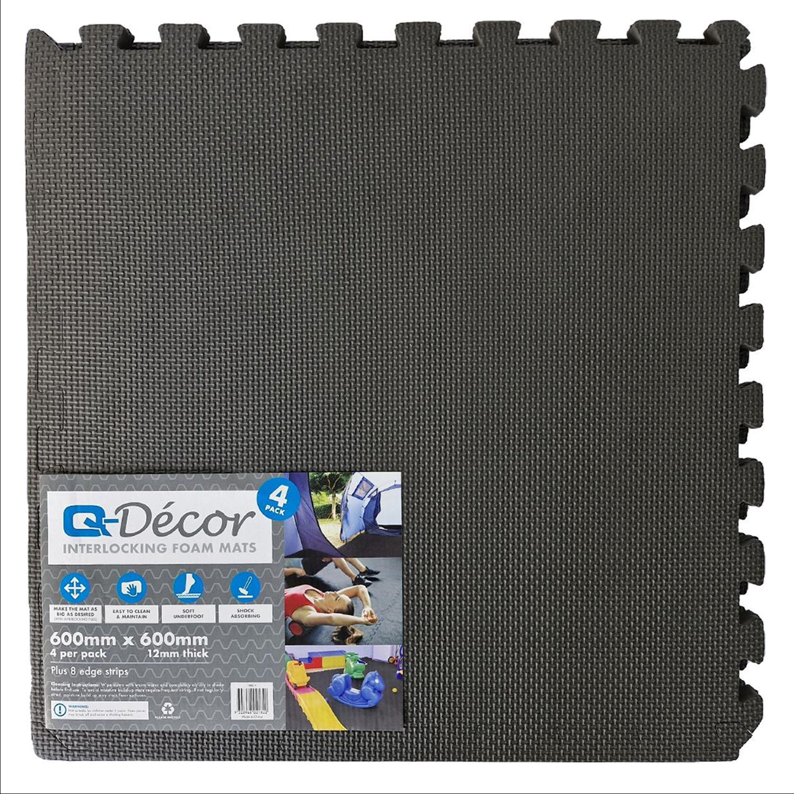 Foam Sports Mats Australia Q-Décor 600 X 600 X 12mm Interlocking - Main Image
