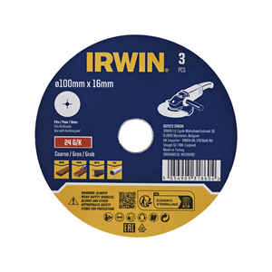 IRWIN 100 x 16mm 24 Grit Fibre Discs - 3 Pack