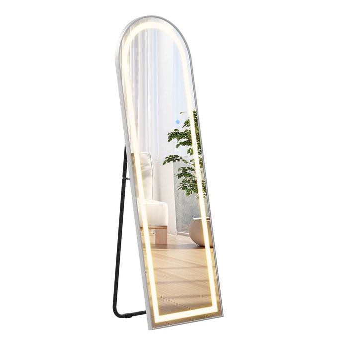 Ufurniture Arched Led Full Body Length Floor Mirror With Light 160x50cm Standing/leaning/wall Mounted