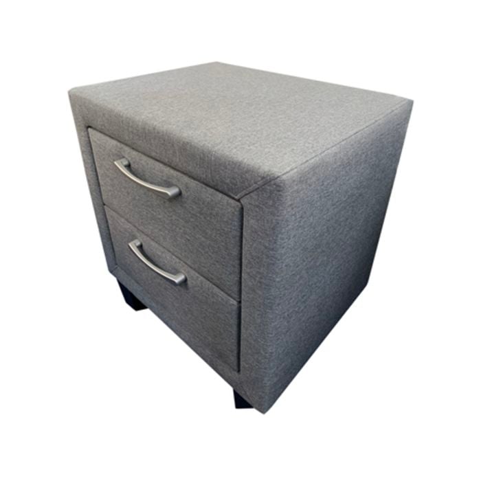 Bedside Table 2 drawers Night Stand Upholstery Fabric Storage in Light Grey Colour