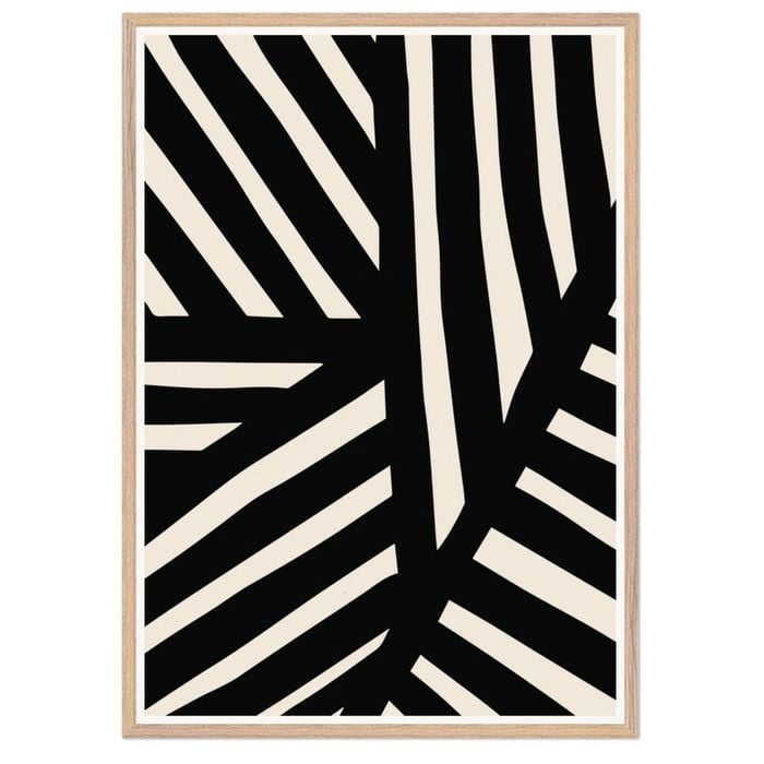 Galrie Striking Bold Black and White Abstract Art Print for Modern Decor, Wood Frame, A4 21 x 30cm (8 x 12inch)
