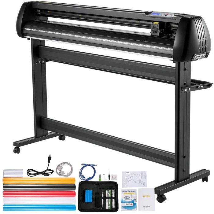 Vevor 134.62 Cm Vinyl Cutter Black With Stand Adjustable Speed Force For Sign Making Signmaster Software
