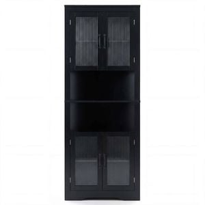 Costway 170cm Corner Display Cabinet Triangular Pantry Black