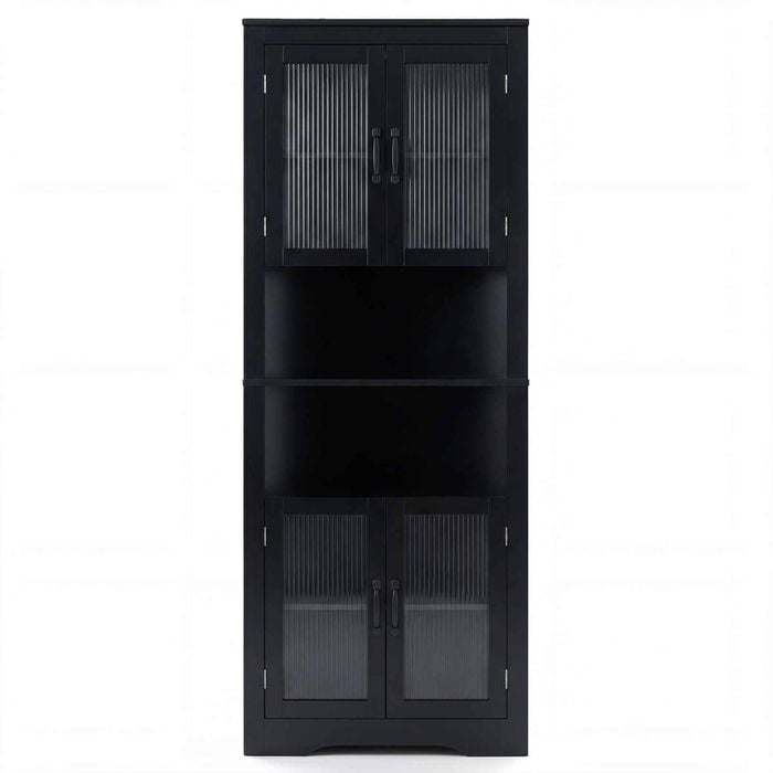 Costway 170cm Corner Display Cabinet Triangular Pantry Black