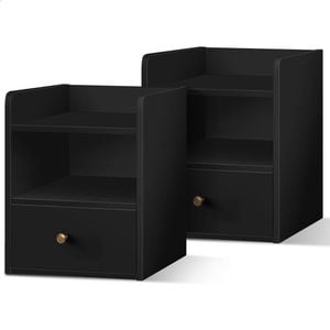ALFORDSON 2x Bedside Table 1 Drawer Black