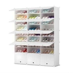 SOGA 9 Tier 3 Column Shoe Rack White